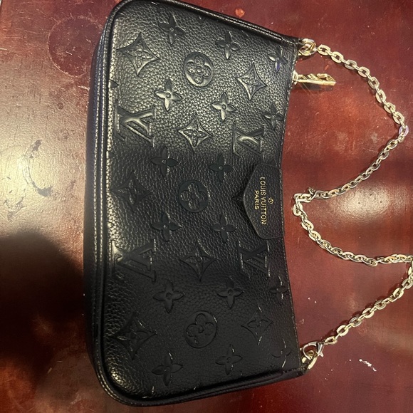 Louis Vuitton Black Embossed Leather Wristlet - Picture 1 of 2